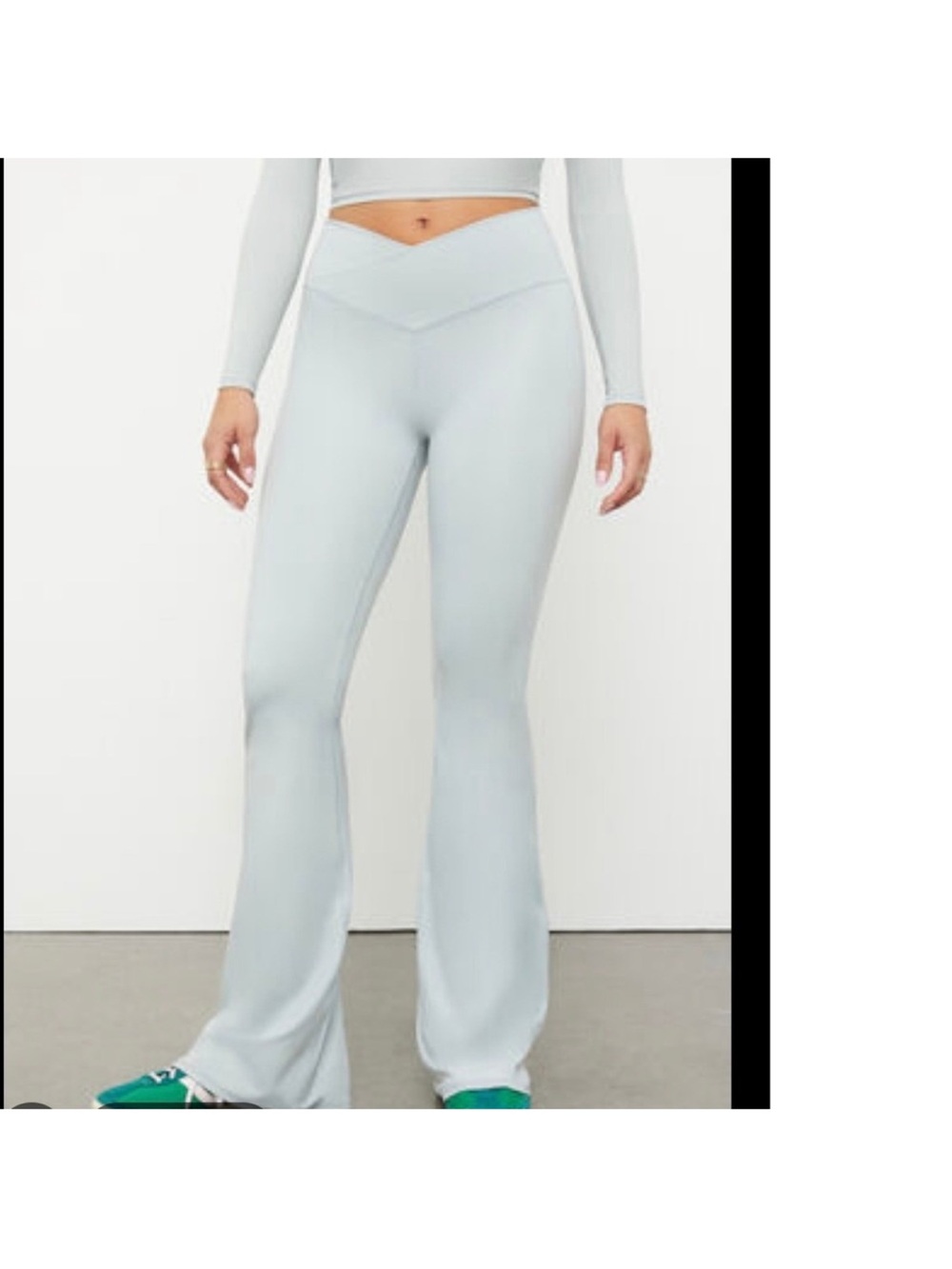 PACSUN-High-Rise V-Waist Flare Leggings - Light Blue